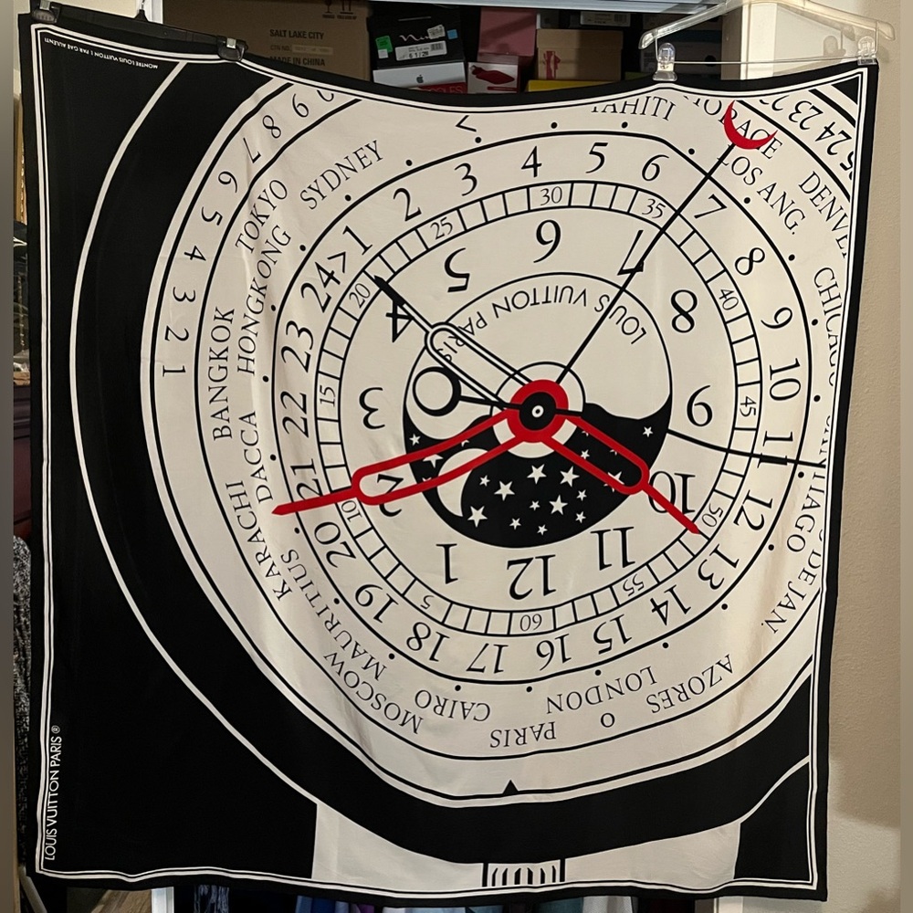 Louis Vuitton Clock Design Scarf/Shawl with Certificate of Authenticity